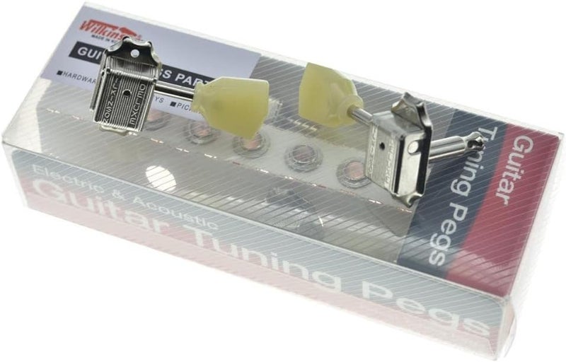 WILKINSON Nickel with Vintage Button 3x3 Deluxe Vintage Tuners Guitar Tuning Keys Machine Heads with Plastic Keystone Buttons for Les Paul/SG/ES, (K1948) - Image 5